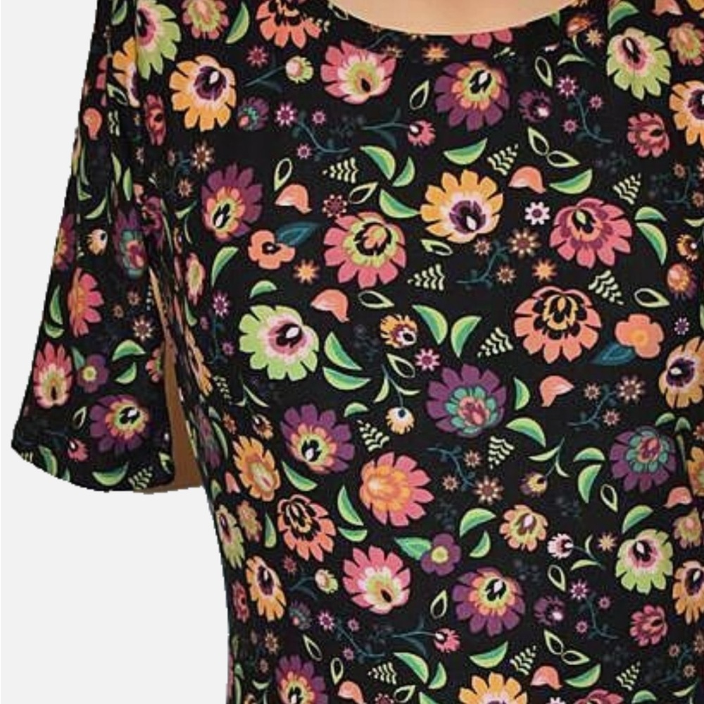 LuLaRoe Floral Dress - Black, Pink, Green, Orange EUC
